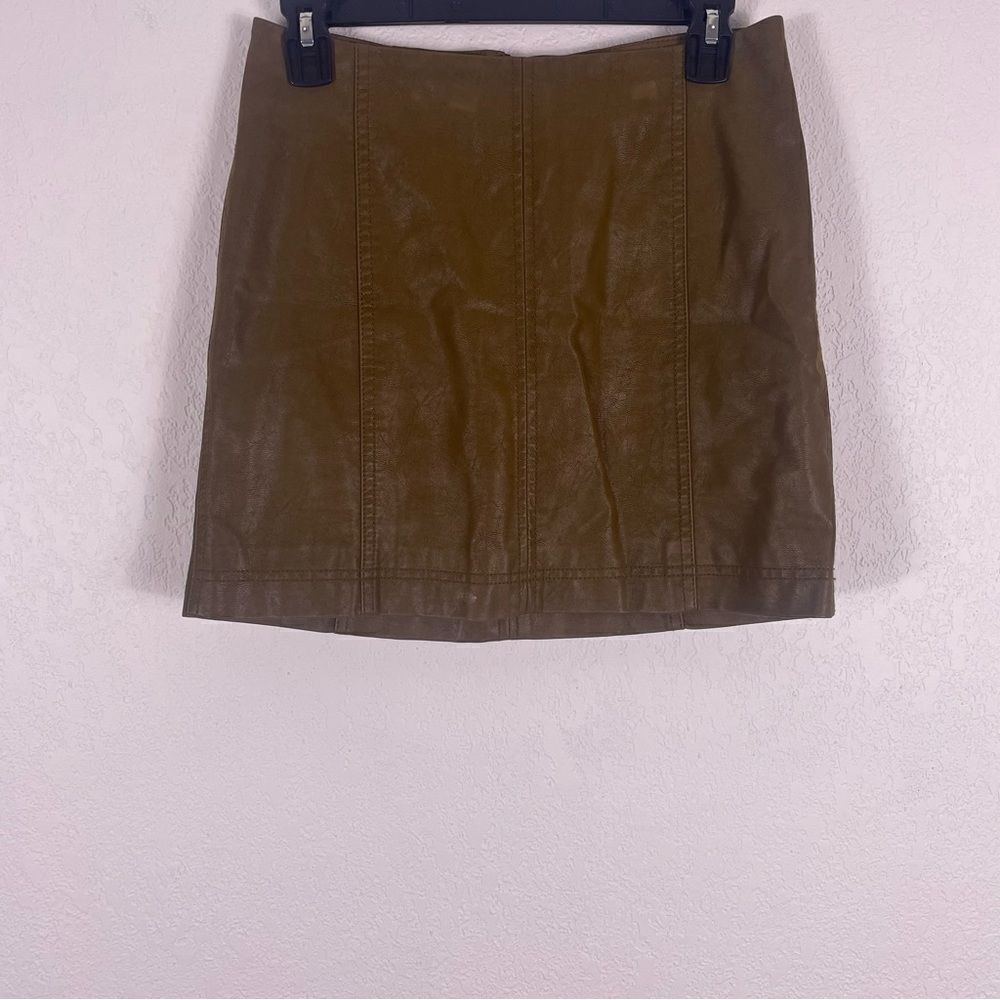 Free People Brownish Green‎ Faux Leather Mini Skirt Size 2